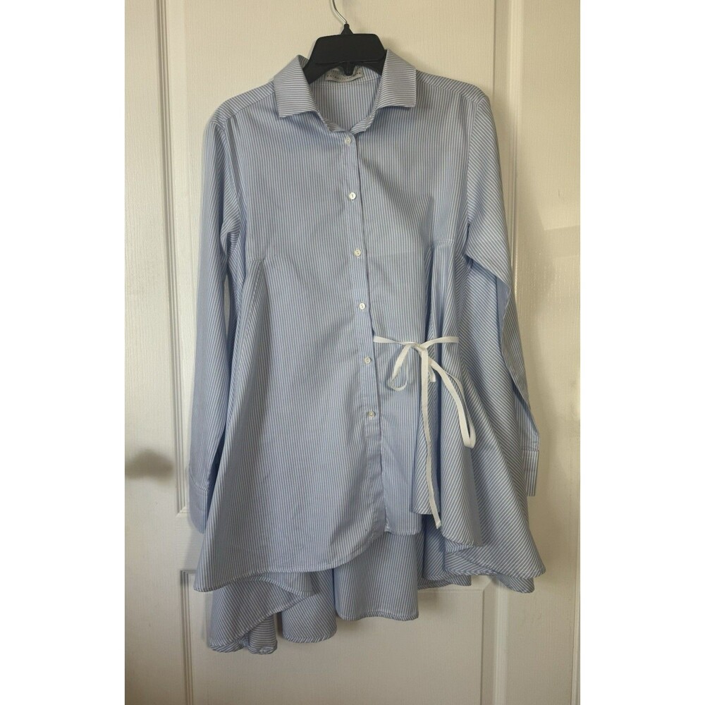 Palmer Harding Shirt Button Up Blouse Asymmetric Striped Long Sleeve Size 10